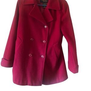 Fabio Women's Double-Breasted Red Wool Overcoat Size Small